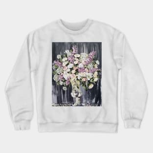 Vintage Beauty, Abstract Bouquet, Antique Bouquet, Beautiful Flowers, Pastel Florals, Palette Knife Flowers, vintage flowers, vintage vase of flowers Crewneck Sweatshirt